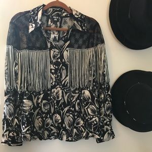 Anna Sui x INC fringe top